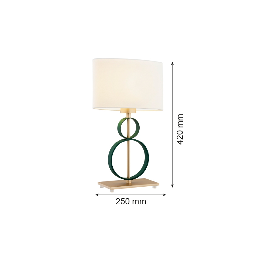 Argon 8317 - Stona lampa PERSEO 1xE27/15W/230V 42 cm kremasta/zelena