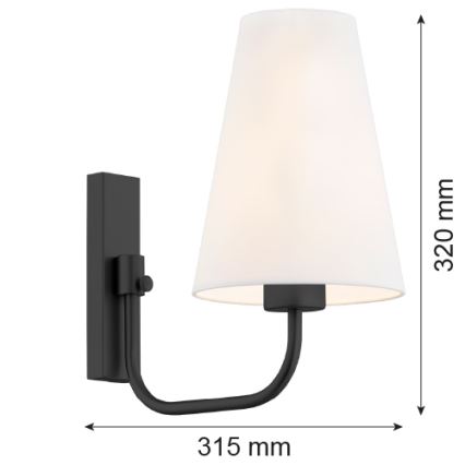 Argon 8376 - Zidna lampa SAFIANO 1xE27/15W/230V crno