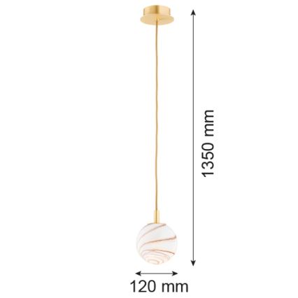 Argon 8450 - Luster na sajli ALMIROS 1xE14/7W/230V pr. 12 cm alabaster zlatna