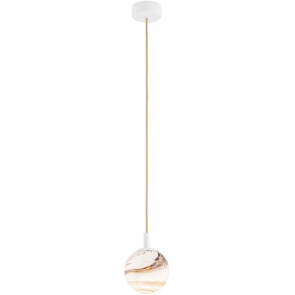 Argon 8451 - Luster na sajli ALMIROS 1xE14/7W/230V pr. 12 cm alabaster beli/zlatna