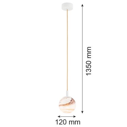 Argon 8451 - Luster na sajli ALMIROS 1xE14/7W/230V pr. 12 cm alabaster beli/zlatna