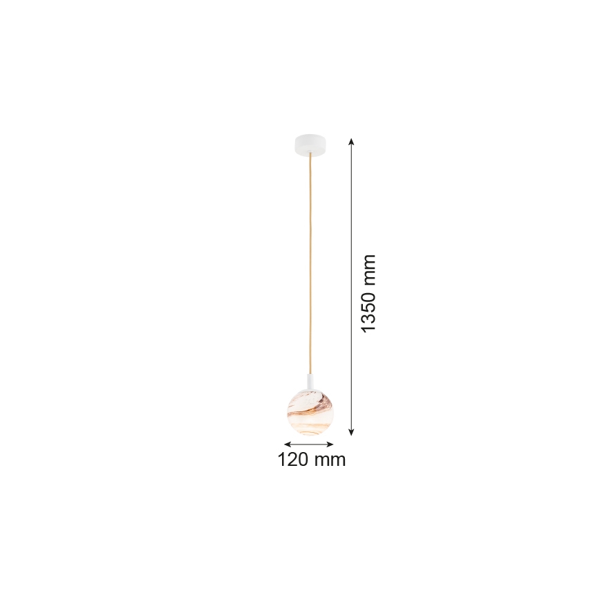 Argon 8451 - Luster na sajli ALMIROS 1xE14/7W/230V pr. 12 cm alabaster beli/zlatna