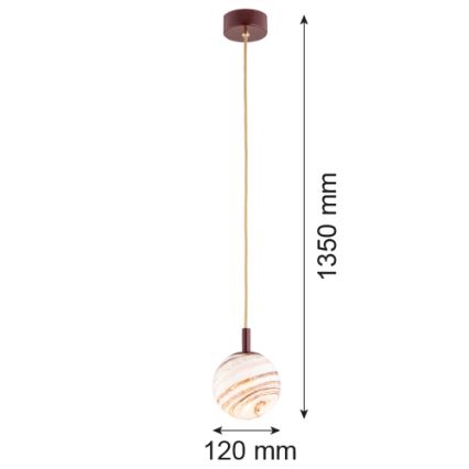 Argon 8452 - Luster na sajli ALMIROS 1xE14/7W/230V pr. 12 cm alabaster braon/zlatna
