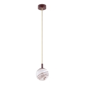 Argon 8452 - Luster na sajli ALMIROS 1xE14/7W/230V prečnik 12 cm alabaster braon/zlatna