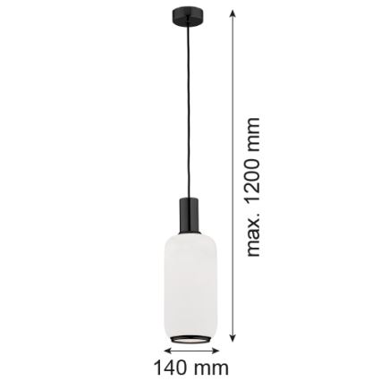 Argon 8563 - Luster na sajli SAGUNTO PLUS 1xE27/15W/230V pr. 14 cm crno