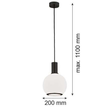 Argon 8564 - Luster na sajli SAGUNTO PLUS 1xE27/15W/230V pr. 20 cm crno