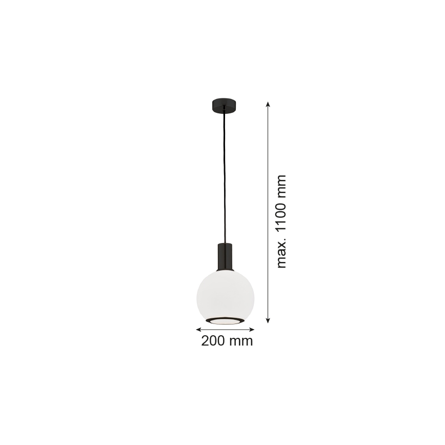 Argon 8564 - Luster na sajli SAGUNTO PLUS 1xE27/15W/230V pr. 20 cm crno