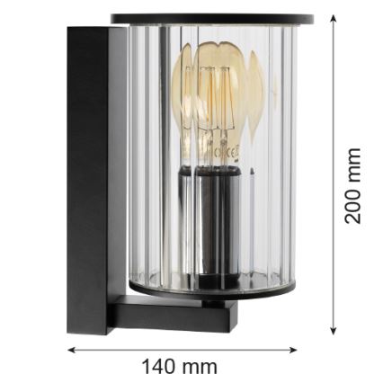 Argon 8748 - Spoljašnja zidna lampa NORFOLK 1xE27/15W/230V IP44 crno