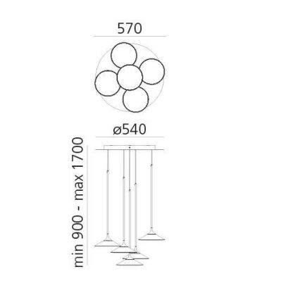 Artemide 0355030A - LED Prigušivi luster na sajli ORSA CLUSTER LED/37W/230V 3000K