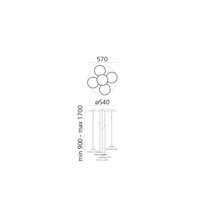 Artemide 0355030A - LED Prigušivi luster na sajli ORSA CLUSTER LED/37W/230V 3000K