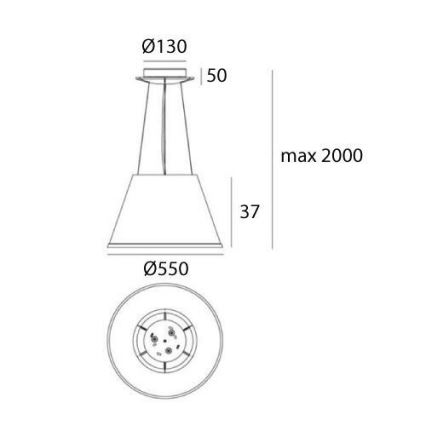 Artemide 1124110A - Luster na sajli CHOOSE MEGA 3xE27/12W/230V pr. 55 cm bela