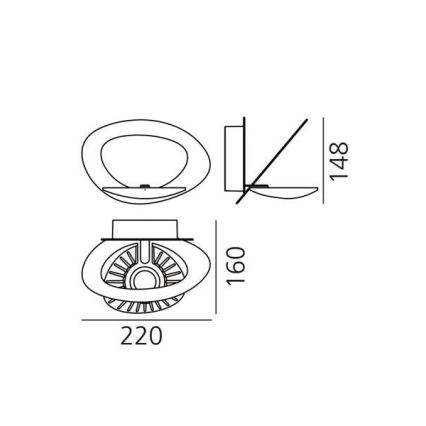 Artemide 1248020A - LED Prigušiva zidna lampa PIRCE LED/27W/230V 3000K zlatna