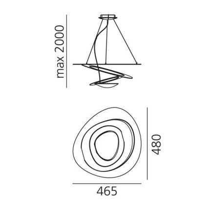 Artemide 1249020A - LED Prigušivi luster na sajli PIRCE LED/27W/230V 3000K zlatna