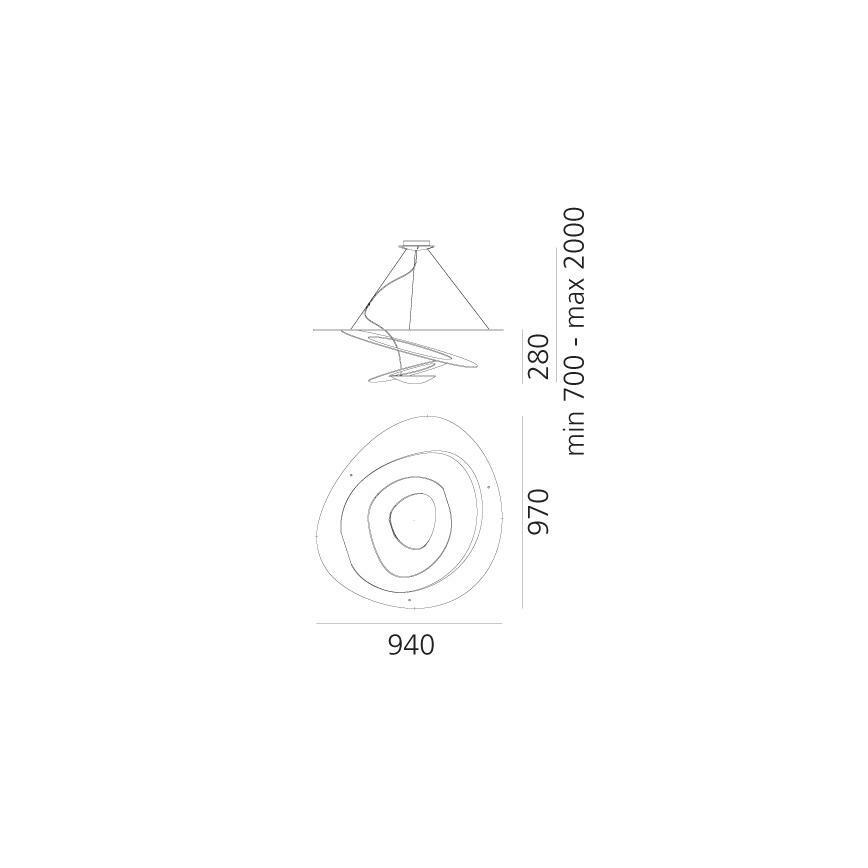 Artemide 1254120A - LED Prigušivi luster na sajli PIRCE LED/44W/230V 3000K zlatna