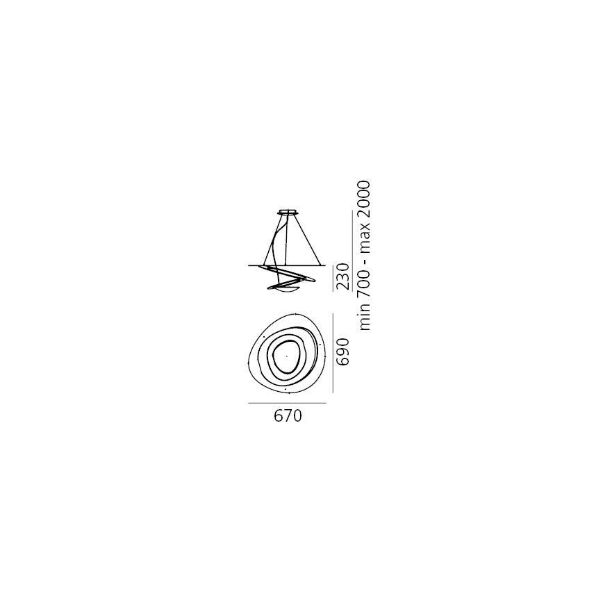 Artemide 1256110A - LED Prigušivi luster na sajli PIRCE LED/44W/230V 3000K bela