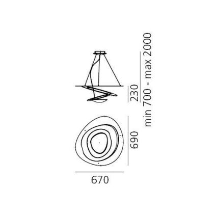 Artemide 1256120A - LED Prigušivi luster na sajli PIRCE LED/44W/230V 3000K zlatna