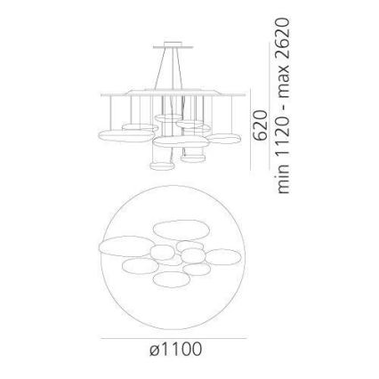Artemide 1367110A - LED Prigušivi luster na sajli MERCURY LED/58W/230V 3000K
