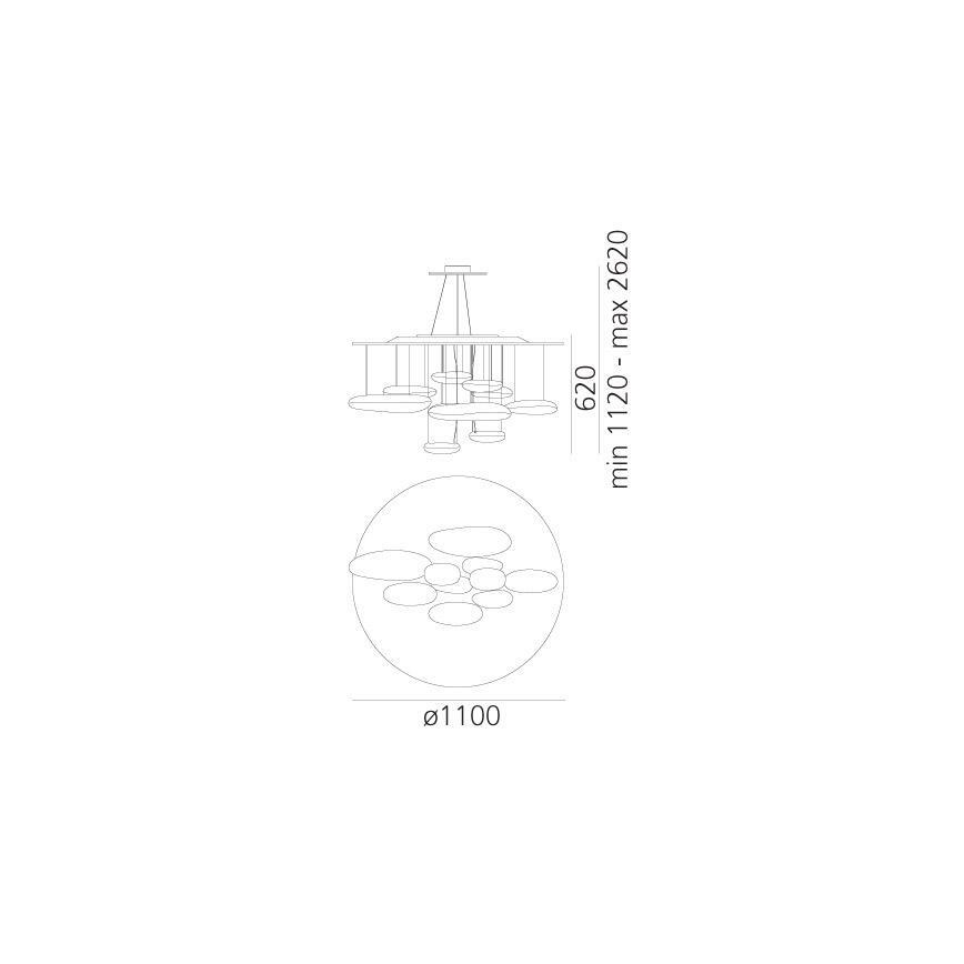Artemide 1367110A - LED Prigušivi luster na sajli MERCURY LED/58W/230V 3000K