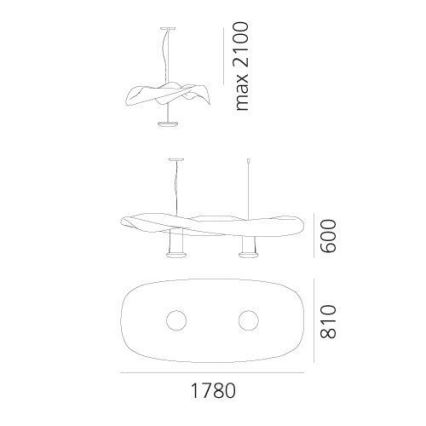 Artemide 1513010A - Luster na sajli COSMIC ANGEL 2xR7s/11W/230V sjajni krom