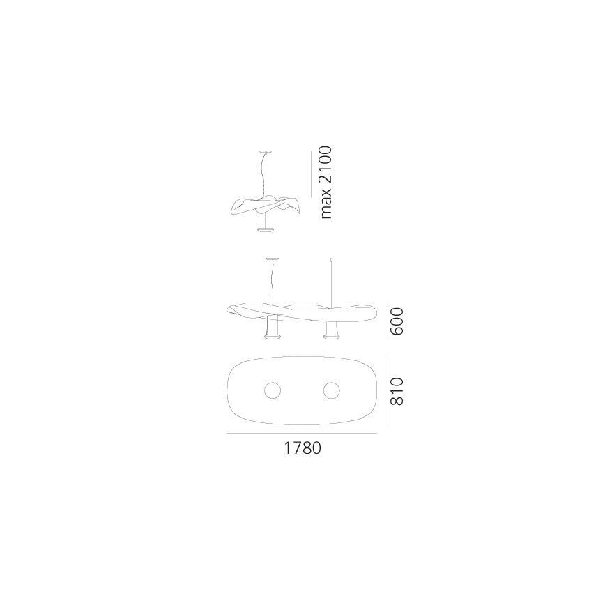 Artemide 1513010A - Luster na sajli COSMIC ANGEL 2xR7s/11W/230V sjajni krom