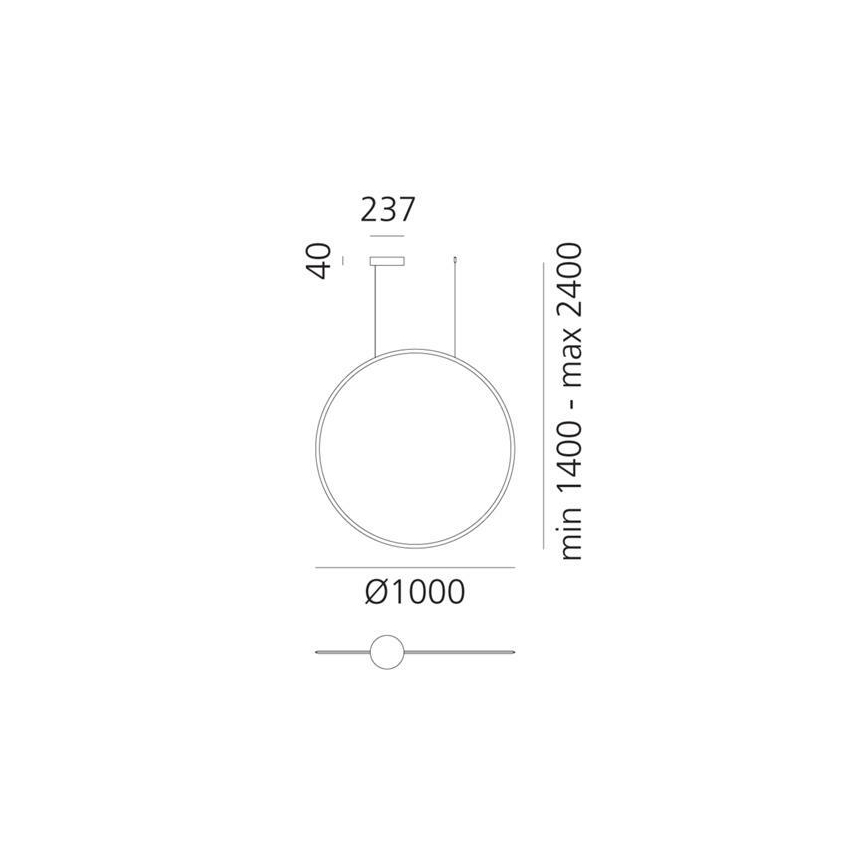 Artemide 1993030APP - LED Prigušivi luster na sajli DISCOVERY LED/60W/230V 3000K crno