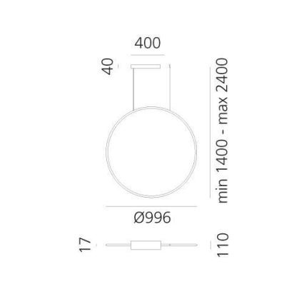 Artemide 1993330APP - LED RGBW Prigušivi luster na sajli DISCOVERY LED/59W/230V 2700-6500K crno