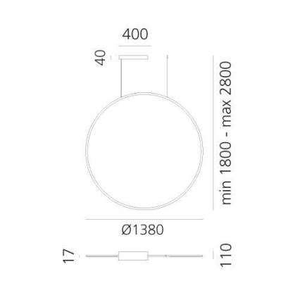 Artemide 1994330APP - LED RGBW Prigušivi luster na sajli DISCOVERY LED/79W/230V 2700-6500K crno