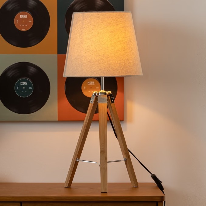 Atmosphera - Stona lampa RUNO 1xE27/25W/230V bambus/kremasta