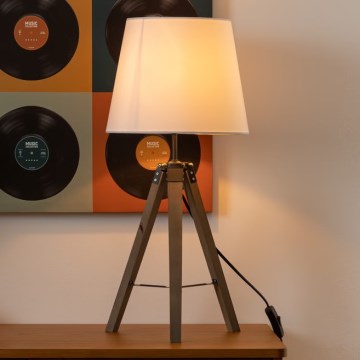 Atmosphera - Stona lampa RUNO 1xE27/25W/230V drvo/beli