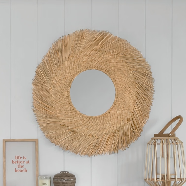 Atmosphera - Zidno ogledalo AEL, prečnika 80 cm, od trske