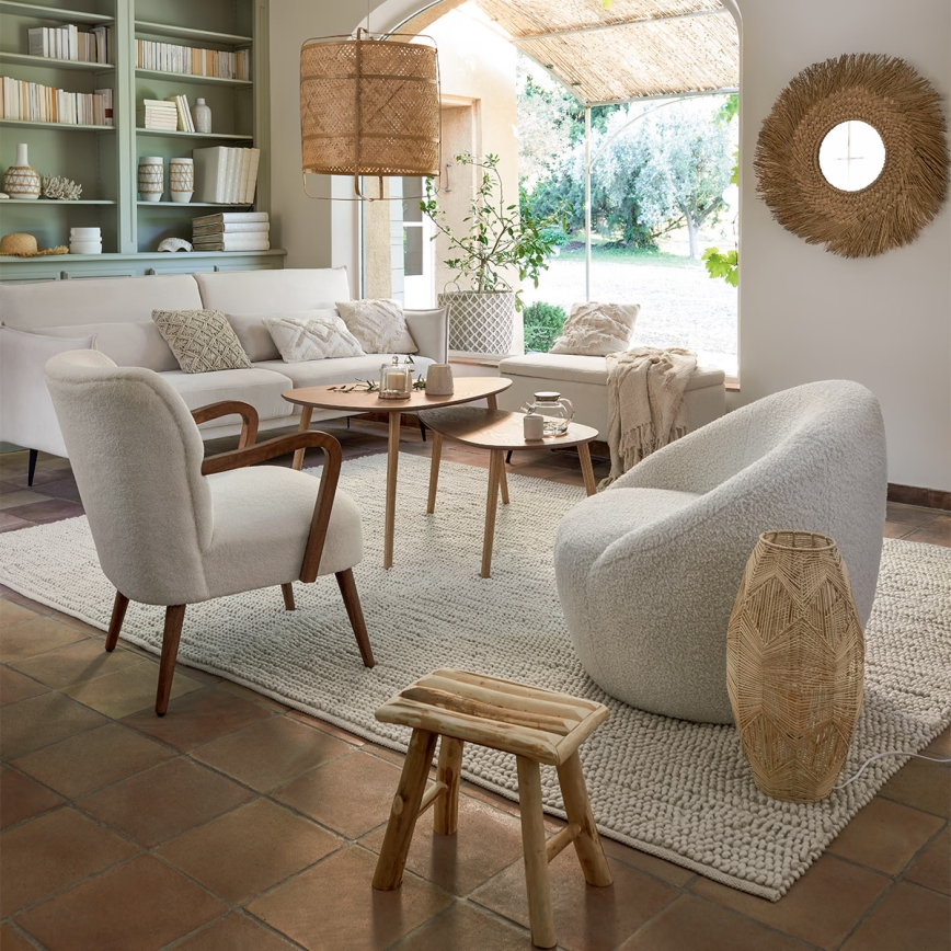 Atmosphera - Zidno ogledalo AEL, prečnika 80 cm, od trske