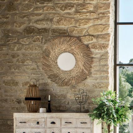 Atmosphera - Zidno ogledalo AEL, prečnika 80 cm, od trske