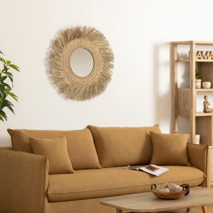 Atmosphera - Zidno ogledalo AEL, prečnika 80 cm, od trske