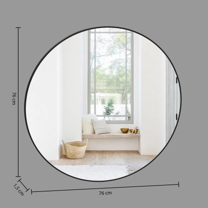 Atmosphera - Zidno ogledalo ALICE, prečnik 76 cm, crno