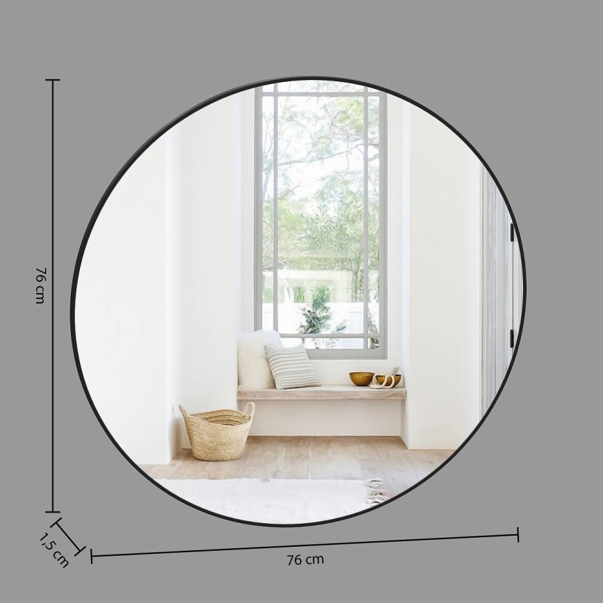 Atmosphera - Zidno ogledalo ALICE, prečnik 76 cm, crno