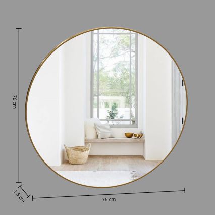 Atmosphera - Zidno ogledalo ALICE, prečnik 76 cm, zlatno