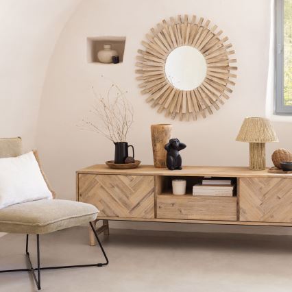 Atmosphera - Zidno ogledalo MANON Ø 88 cm, u boji jele