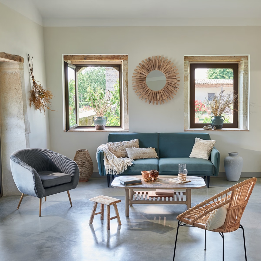 Atmosphera - Zidno ogledalo MANON Ø 88 cm, u boji jele