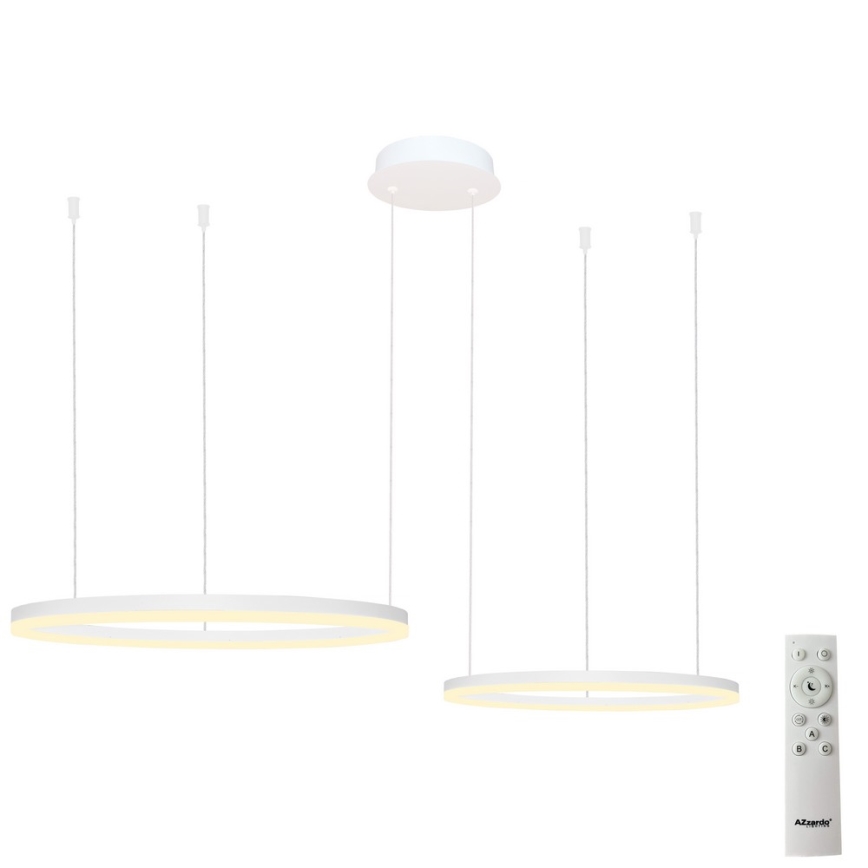 Azzardo AZ4977 - LED Prigušivi luster na sajli HALO LED/90W/230V bela + Daljinski upravljač