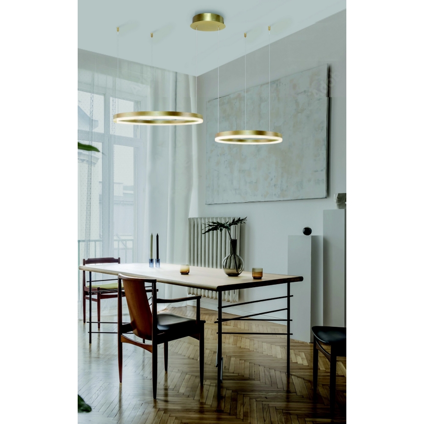 Azzardo AZ4979 - LED Prigušivi luster na sajli HALO LED/90W/230V zlatna + Daljinski upravljač