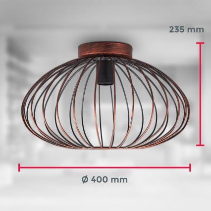 B.K. Licht 1471 - nadgradni luster RETRO 1xE27/40W/230V bakrena