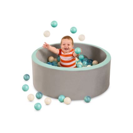B-Toys - Dečiji suvi bazen sa lopticama, prečnik 89 cm, u sivoj/tirkiznoj boji