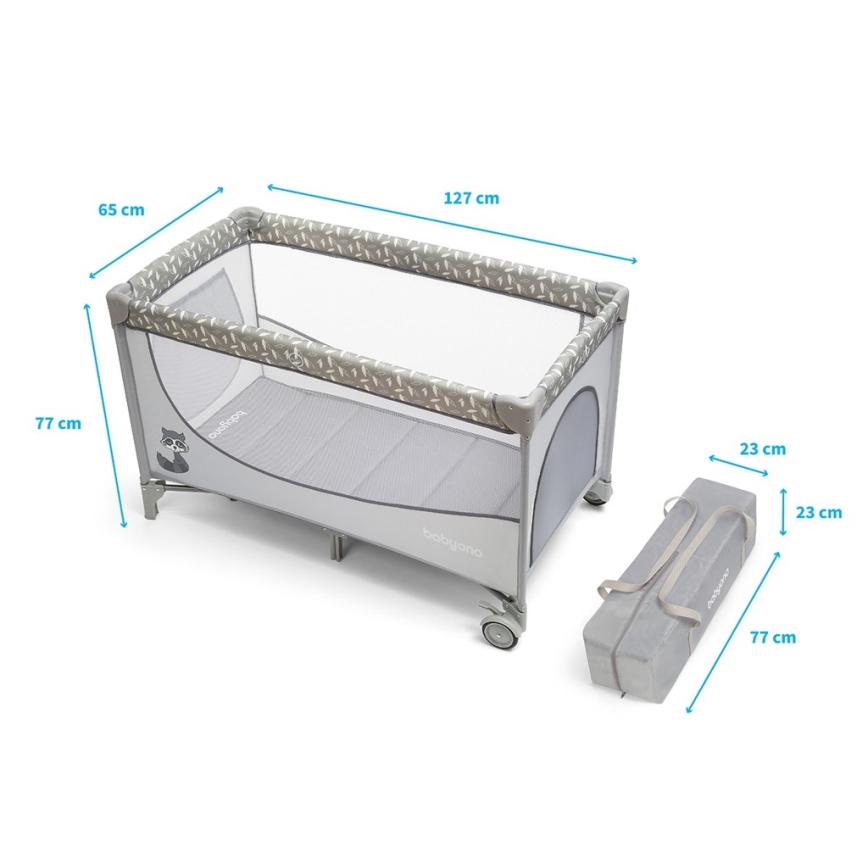 BabyOno - Putni krevetić BASIC sivi