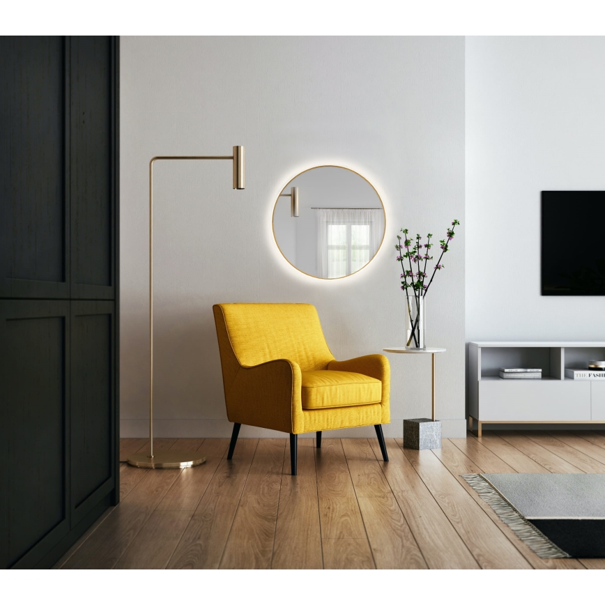 Baltica Design - LED zidno kupatilsko ogledalo sa pozadinskim LED osvetljenjem BRIGHT 15W/230V 4500K, prečnika 60 cm, IP65, zlatna