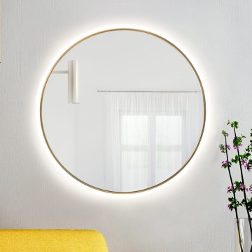 Baltica Design - LED zidno ogledalo za kupatilo sa pozadinskim osvetljenjem BRIGHT LED/15W/230V 4500K prečnik 90 cm IP65 zlatna