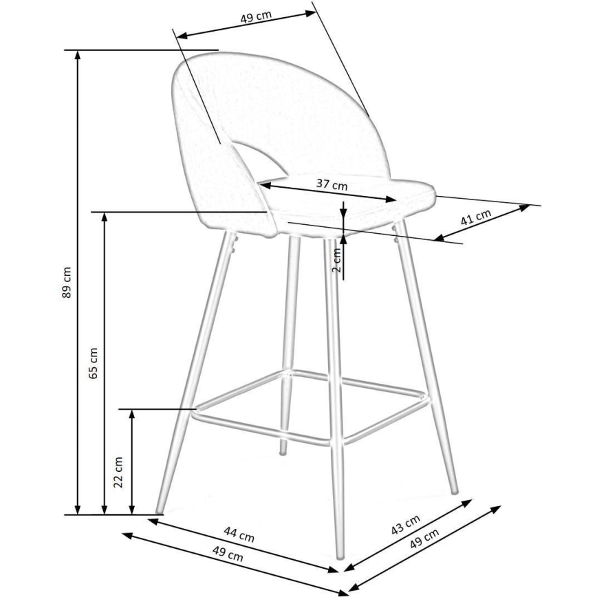 Barska stolica 89x49 cm sivo/crno
