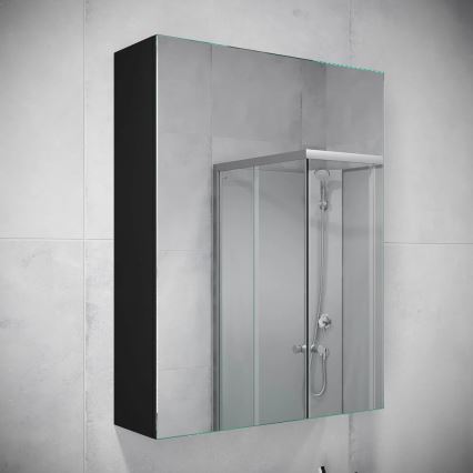 BATH DELUXE 02-050-63-02-01 - Ogledalo za kupatilo sa pregradama KENWOOD 65x50 cm matirana crno
