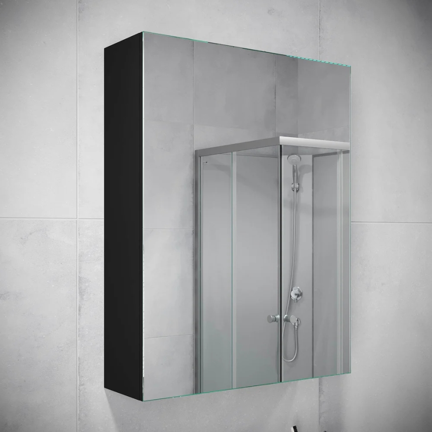 BATH DELUXE 02-050-63-02-01 - Ogledalo za kupatilo sa pregradama KENWOOD 65x50 cm matirana crno
