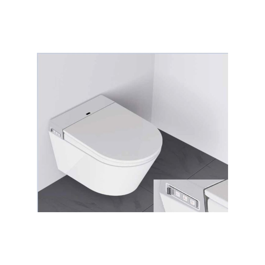 BATH DELUXE 21-040-02-11-00 - Zidna WC školjka sa integrisanim bideom i WC daskom SoftClose TISVILDELEJE 1600W/230V bela + daljinski upravljač