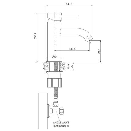 BATH DELUXE 28-005-01-01-04 - Baterija za umivaonik DRAGOR 15,6 cm mat bela